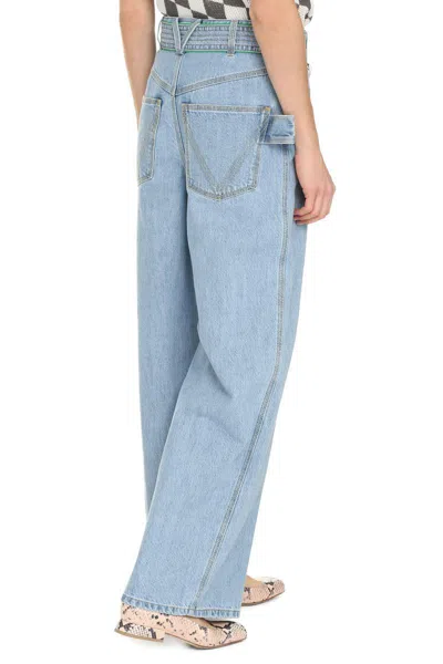 Bottega Veneta Wide-leg Denim Jeans With Removable Belt And Contrast Stitching For Women