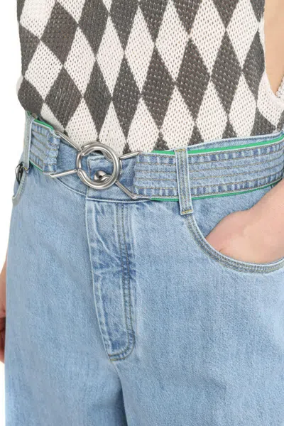 Bottega Veneta Wide-leg Denim Jeans With Removable Belt And Contrast Stitching For Women