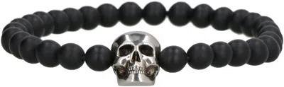 Alexander Mcqueen Alexander Mc Queen Skull Bracelet With Black Pearls