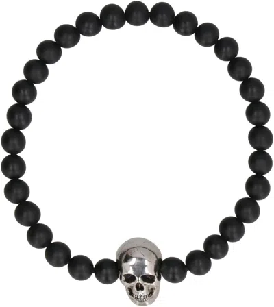 Alexander Mcqueen Alexander Mc Queen Skull Bracelet With Black Pearls