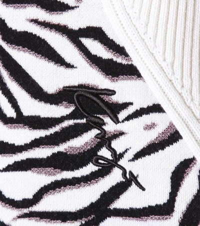 Shop Kenzo Tiger Stripes Metallic Wool-blend Sweater In White