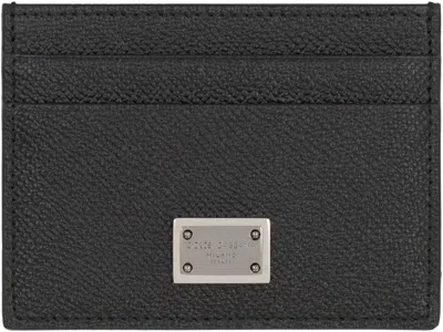 Dolce & Gabbana Black Dauphine Calfskin Card Holder