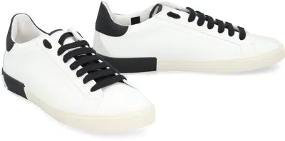 Dolce & Gabbana Portofino Leather Sneakers With Rubberized Logo Shoes