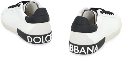 Dolce & Gabbana Portofino Leather Sneakers With Rubberized Logo Shoes