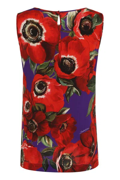 Dolce & Gabbana Anemone Silk-blend Charmeuse Top