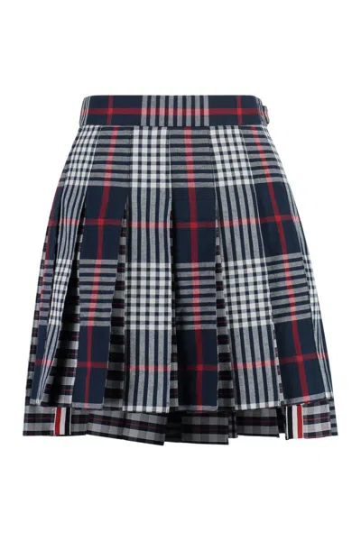 Thom Browne Mini Skirt With Pleated Design And Tricolor Detail