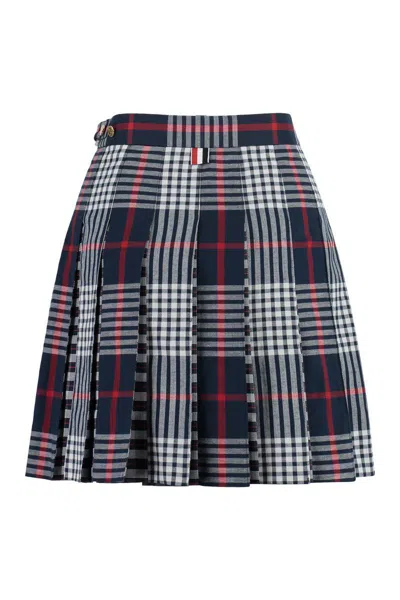 Thom Browne Mini Skirt With Pleated Design And Tricolor Detail