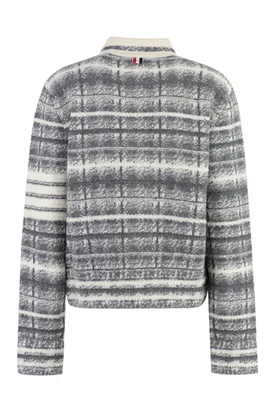 Thom Browne Checked Jacquard-knit Wool-blend Bomber Jacket