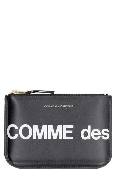 Shop Comme Des Garçons Logo Detail Leather Pouch