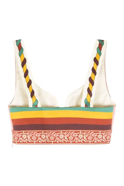 La Doublej Baia Placed Abstract-print Crop Top