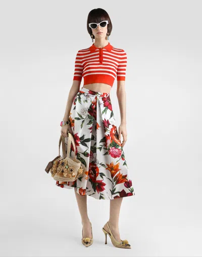 Dolce & Gabbana Printed Cotton Midi Skirt