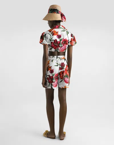 Dolce & Gabbana Cotton Crop Shirt With Flower Print Dolce E Gabbana