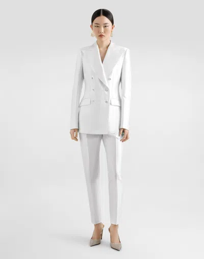 Dolce & Gabbana Stretch Silk Blazer Peak Lapels Structured Shoulders