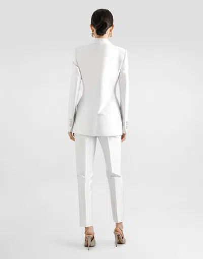 Dolce & Gabbana Stretch Silk Blazer Peak Lapels Structured Shoulders