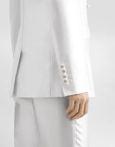 Dolce & Gabbana Stretch Silk Blazer Peak Lapels Structured Shoulders