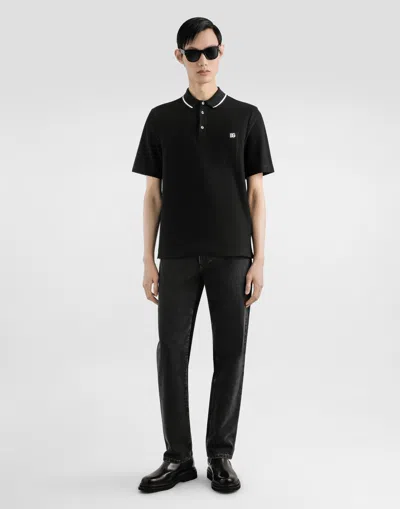 Dolce & Gabbana Cotton Pique Polo In Black