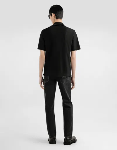 Dolce & Gabbana Cotton Pique Polo In Black