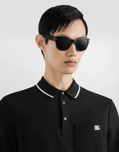 Dolce & Gabbana Cotton Pique Polo In Black