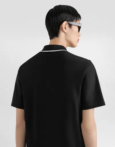 Dolce & Gabbana Cotton Pique Polo In Black