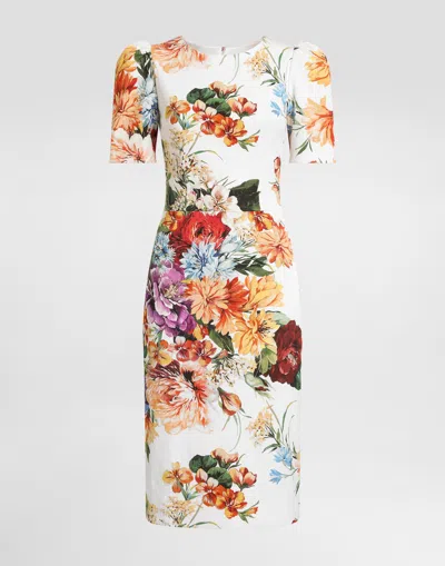 Dolce & Gabbana Bouquet-print Dress In Cretonne In Multi