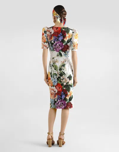 Dolce & Gabbana Bouquet-print Dress In Cretonne In Multi