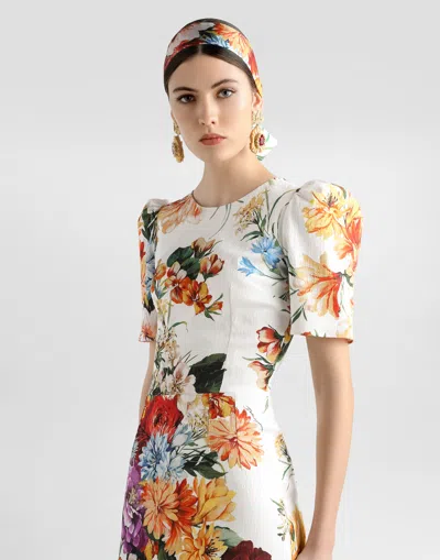 Dolce & Gabbana Bouquet-print Dress In Cretonne In Multi