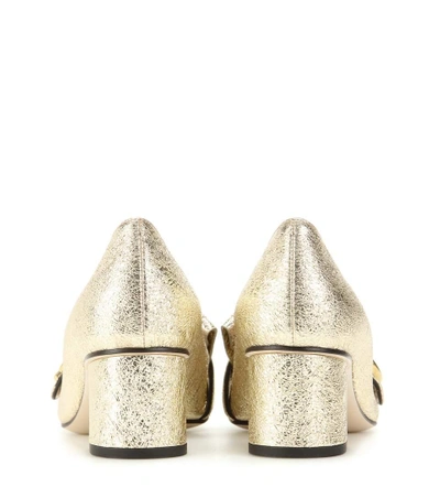 Shop Gucci Marmont Leather Loafer Pumps In Gold