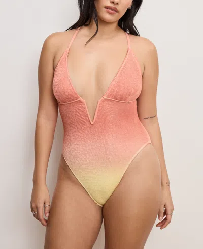 Good American Women's Always Fits Deep V-neck Underwire Swimsuit In Orange