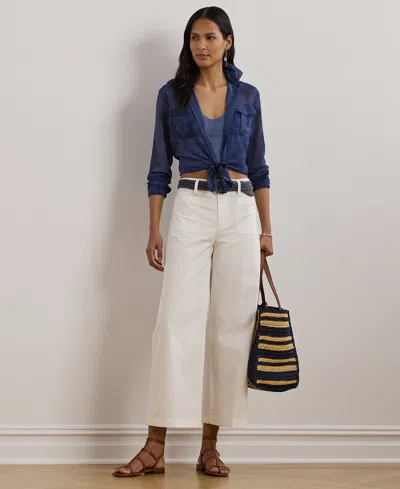 Ralph Lauren Petite Stretch Chino Wide-leg Cropped Pants In White