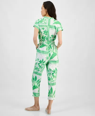 Inc International Concepts Women's Belted Cap-sleeve Jumpsuit, Exclusively At Macy's In Multi