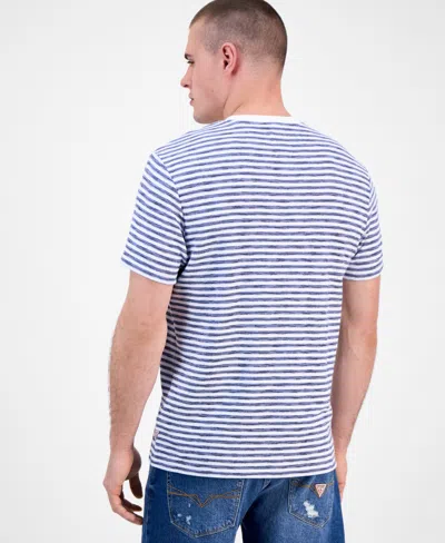 Guess Men's Baxter Short Sleeve Striped Crewneck T-shirt In Blue