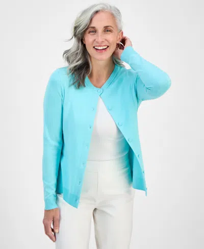 Style & Co Women's Button-up Cardigan, Regular & Petite, Created For Macy's In Blue