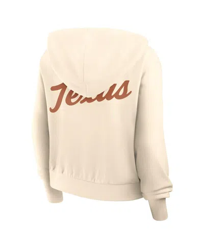 Nike Women's Cream Texas Longhorns Cropped Chill Full-zip Hoodie In White