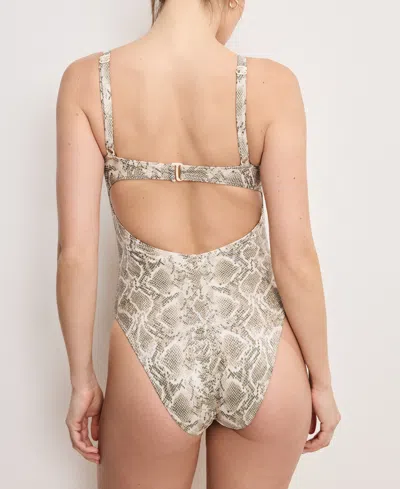 Good American Women's Snake-print Underwire One-piece Swimsuit In Neutral