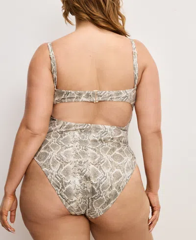 Good American Women's Snake-print Underwire One-piece Swimsuit In Neutral