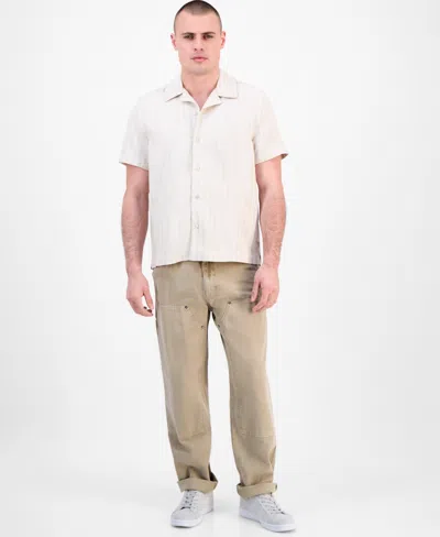 Guess Men's Fletcher Short Sleeve Button-front Camp Shirt In Neutral