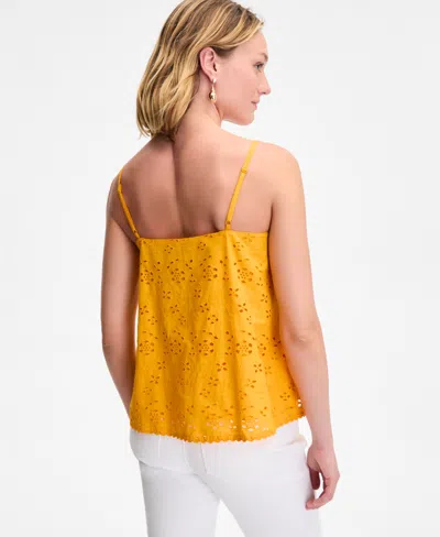 On 34th Women's Eyelet Scalloped-trim Tank, Exclusively At Macy's In Yellow