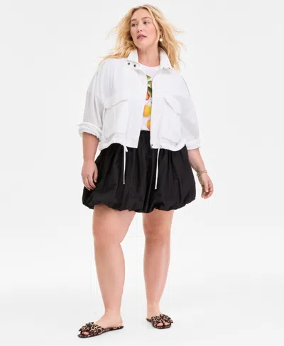 On 34th Plus Size Snap-front Cinched-hem Utility Jacket, Exclusively At Macy's In White