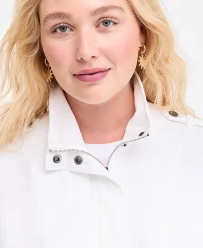 On 34th Plus Size Snap-front Cinched-hem Utility Jacket, Exclusively At Macy's In White