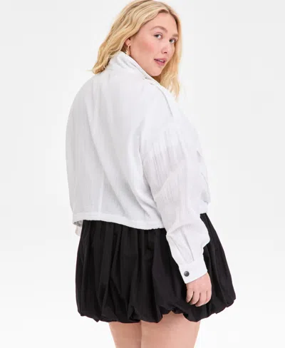 On 34th Plus Size Snap-front Cinched-hem Utility Jacket, Exclusively At Macy's In White