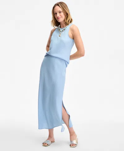 On 34th Women's Chambray Maxi Slip Skirt, Exclusively At Macy's In Blue