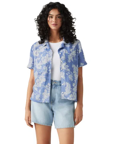 Levi's Sonny Linen Blend Camp Shirt In Blue