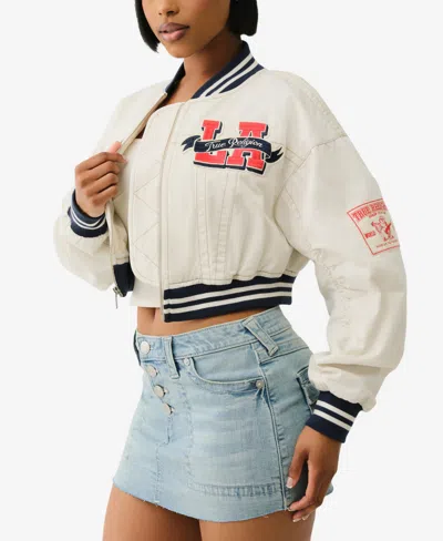 True Religion Crop Varsity Jacket