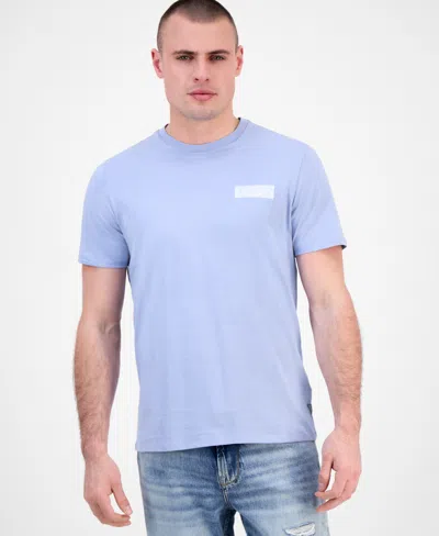 Guess Men's Distressed Logo Crewneck T-shirt In Blue