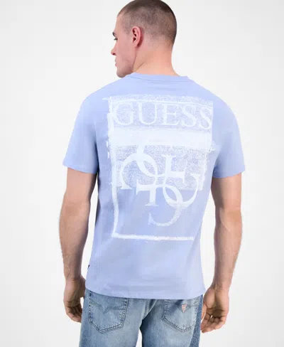 Guess Men's Distressed Logo Crewneck T-shirt In Blue