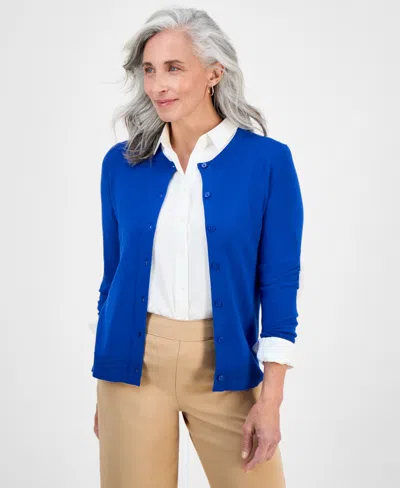 Style & Co Style Co Womens Button Up Cardigan Pxs 4x Created For Macys In Blue