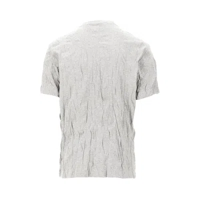 Bottega Veneta Men Grey Crewneck T-shirt With Maxi Print On The Front And Wrinkled Ffect In Cotton M In Gray