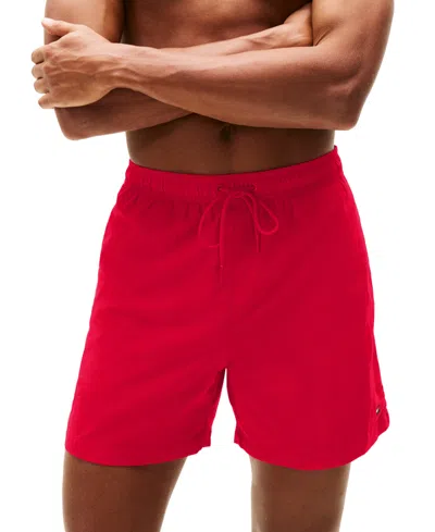 Tommy Hilfiger Men's Long Drawstring 7" Swim Trunks In Multi