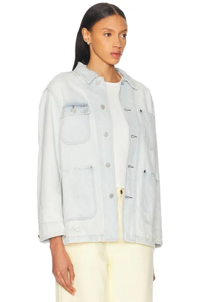Polo Ralph Lauren Distressed Denim Worker Jacket Pockets In Blue