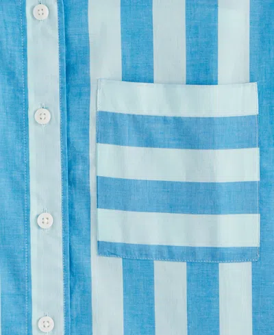 On 34th Women's Striped Long-sleeve Shirt, Exclusively At Macy's In Blue